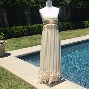Cream Ruffle Detail Maxi Dress Sz S